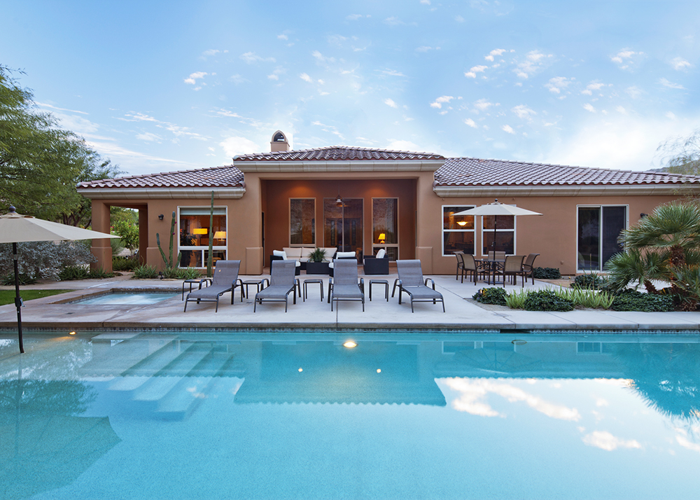 Residential home with pool and spa.